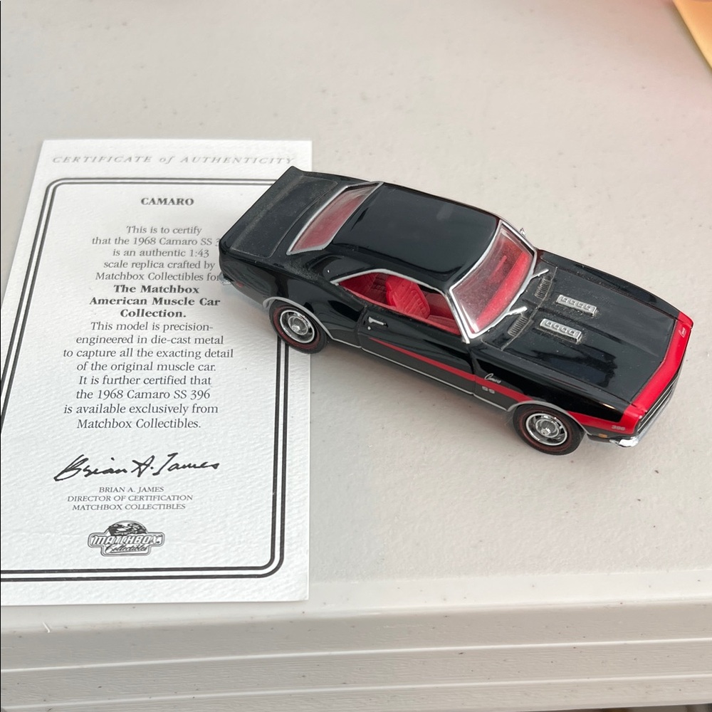 Matchbox Black and Red Camaro Toy Car